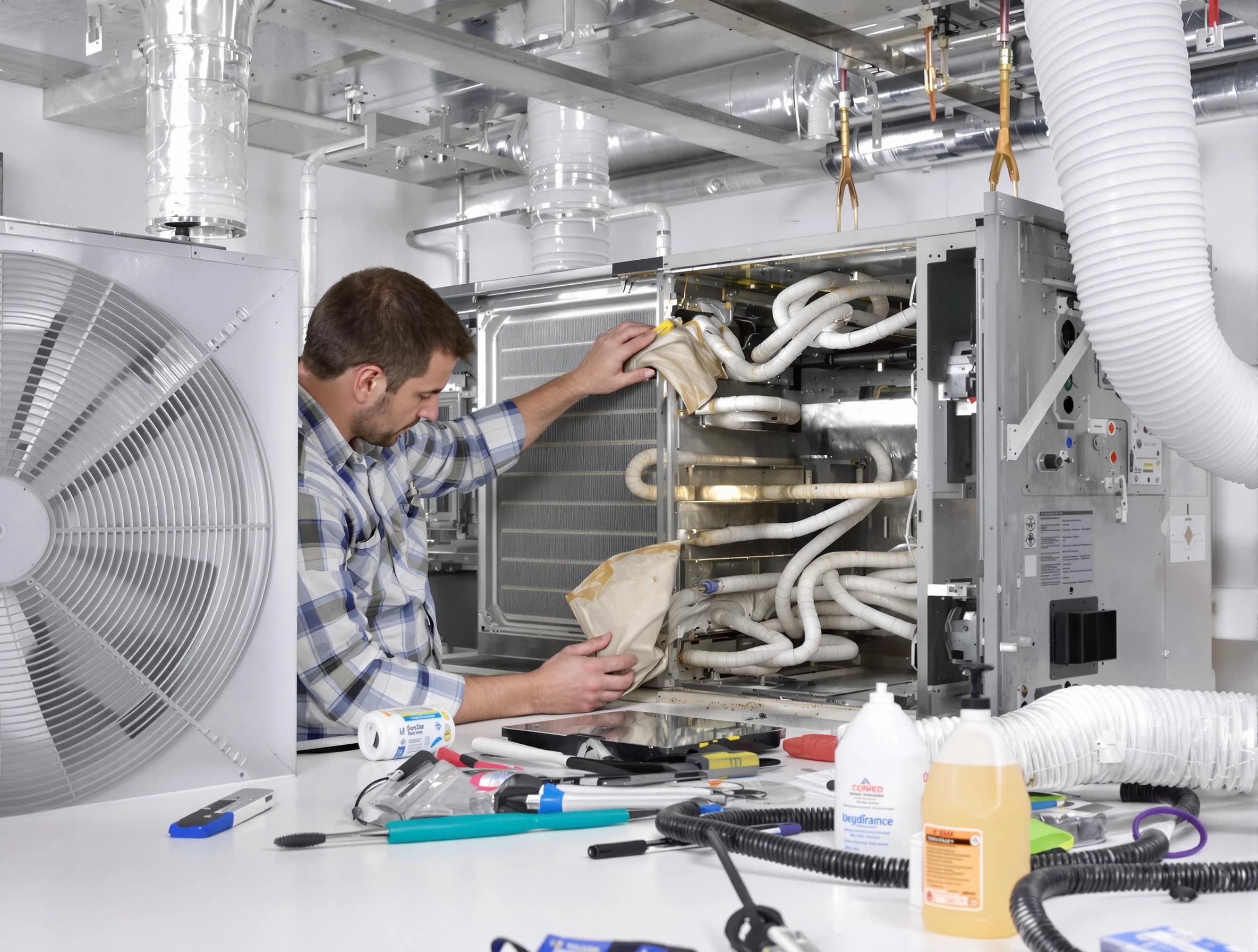 East Highland Park Air Duct Cleaning specialist performing precision AC coil cleaning in East Highland Park