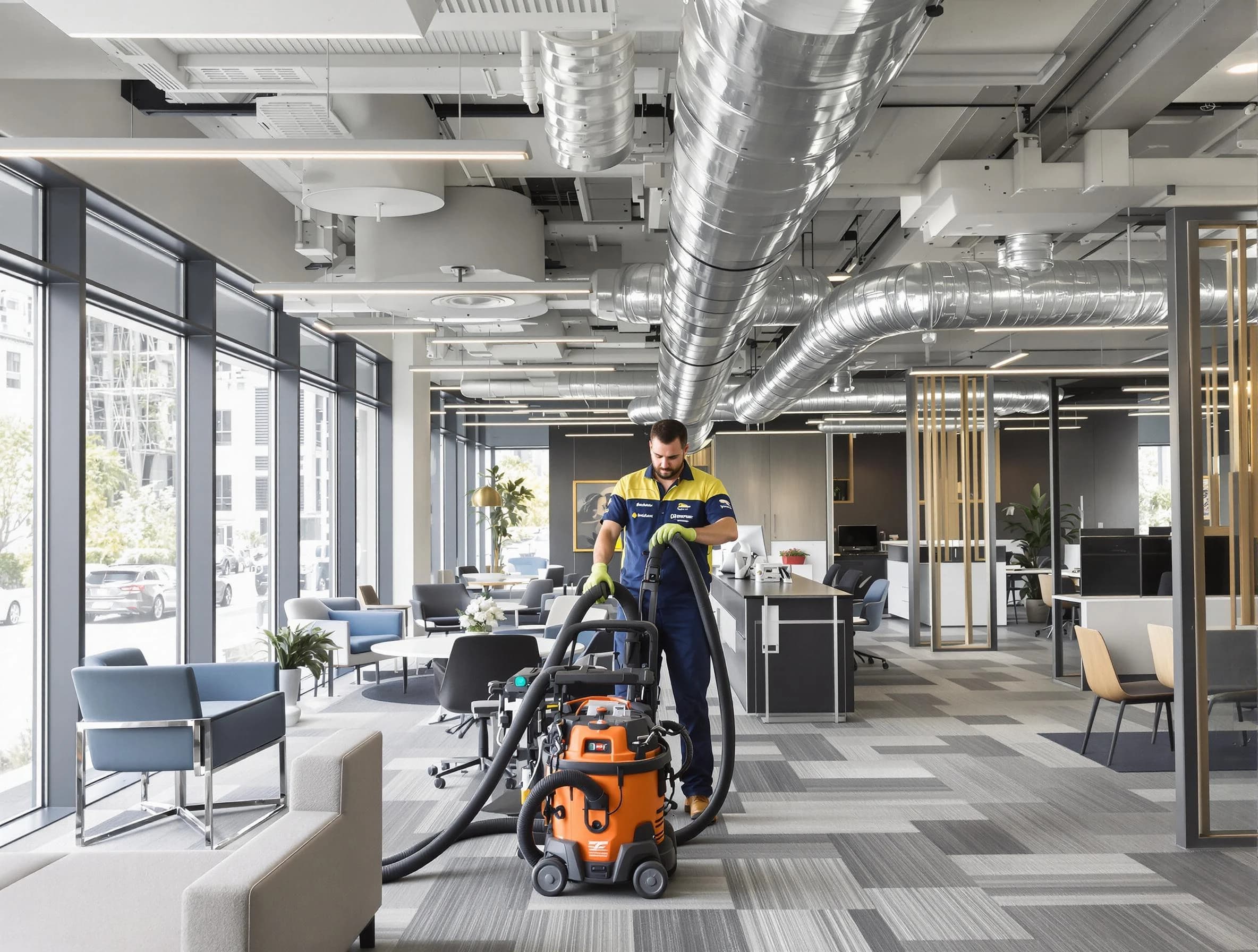 East Highland Park Air Duct Cleaning team performing thorough commercial duct cleaning at a East Highland Park business center