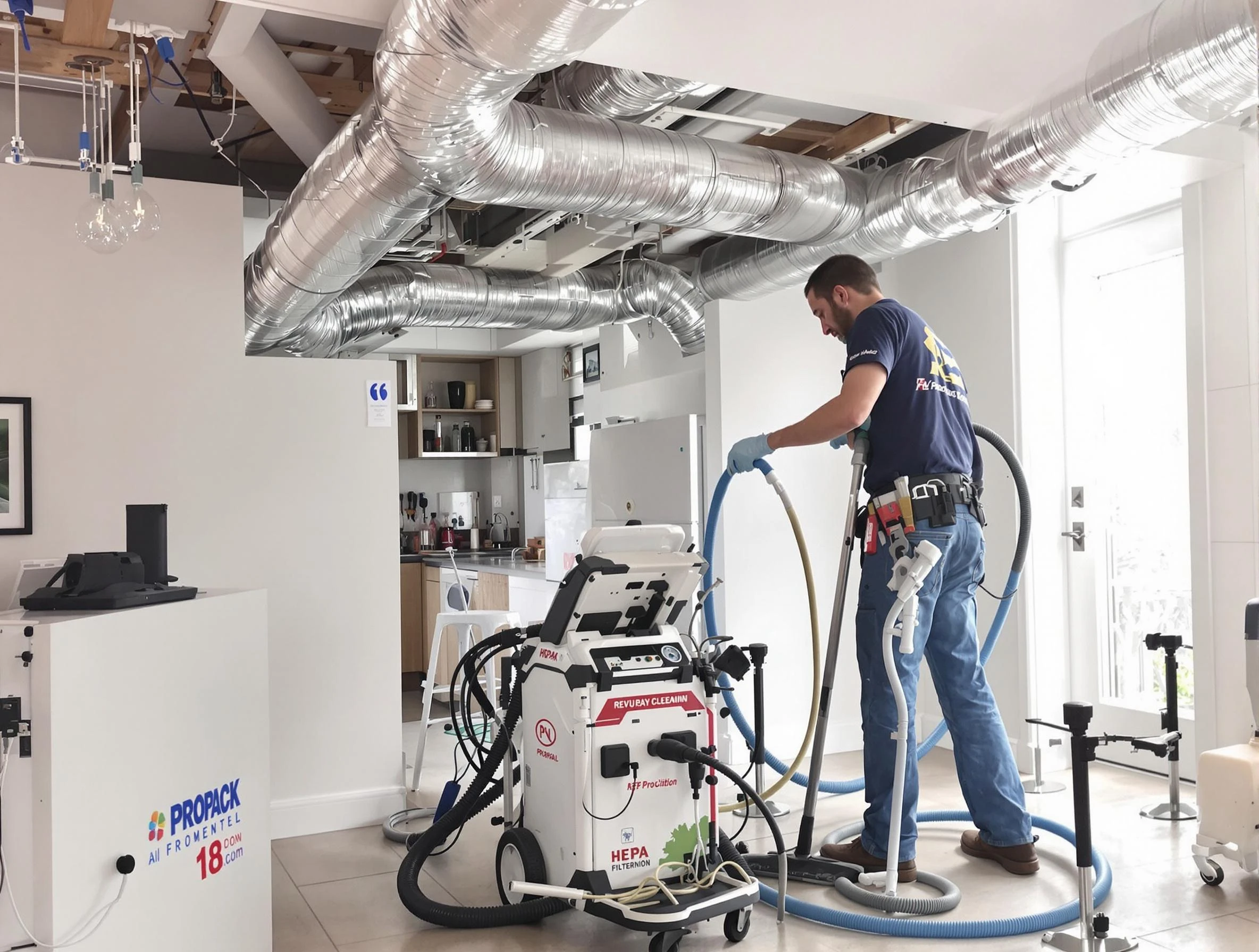 East Highland Park Air Duct Cleaning technician performing advanced pure duct cleaning with specialized equipment in East Highland Park